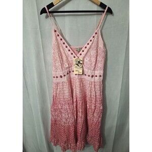 Mint Green Pink Floral Studded Polka Dot Babydoll Dress 3X Barbie Western Beach